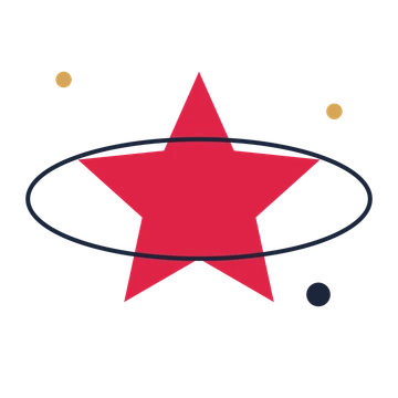 A orbit composition built around a 5-point sparkle with a pointed contour.
