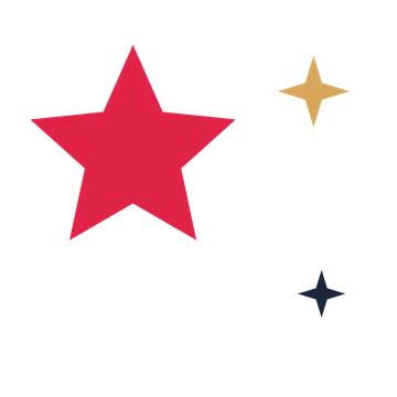 A trio composition built around a 5-point sparkle with a pointed contour.