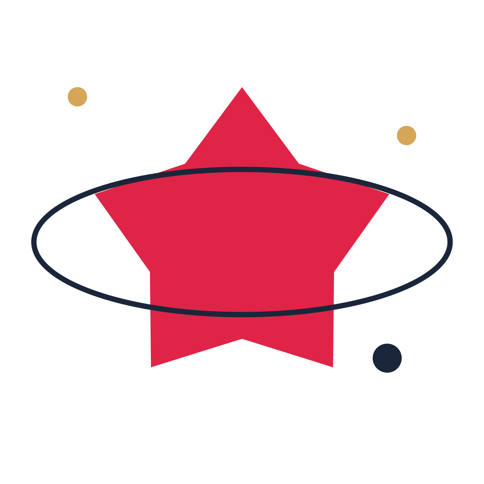 A orbit composition built around a 5-point sparkle with a balanced contour.