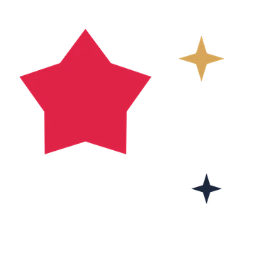 A trio composition built around a 5-point sparkle with a balanced contour.
