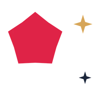 A trio composition built around a 5-point sparkle with a broad contour.