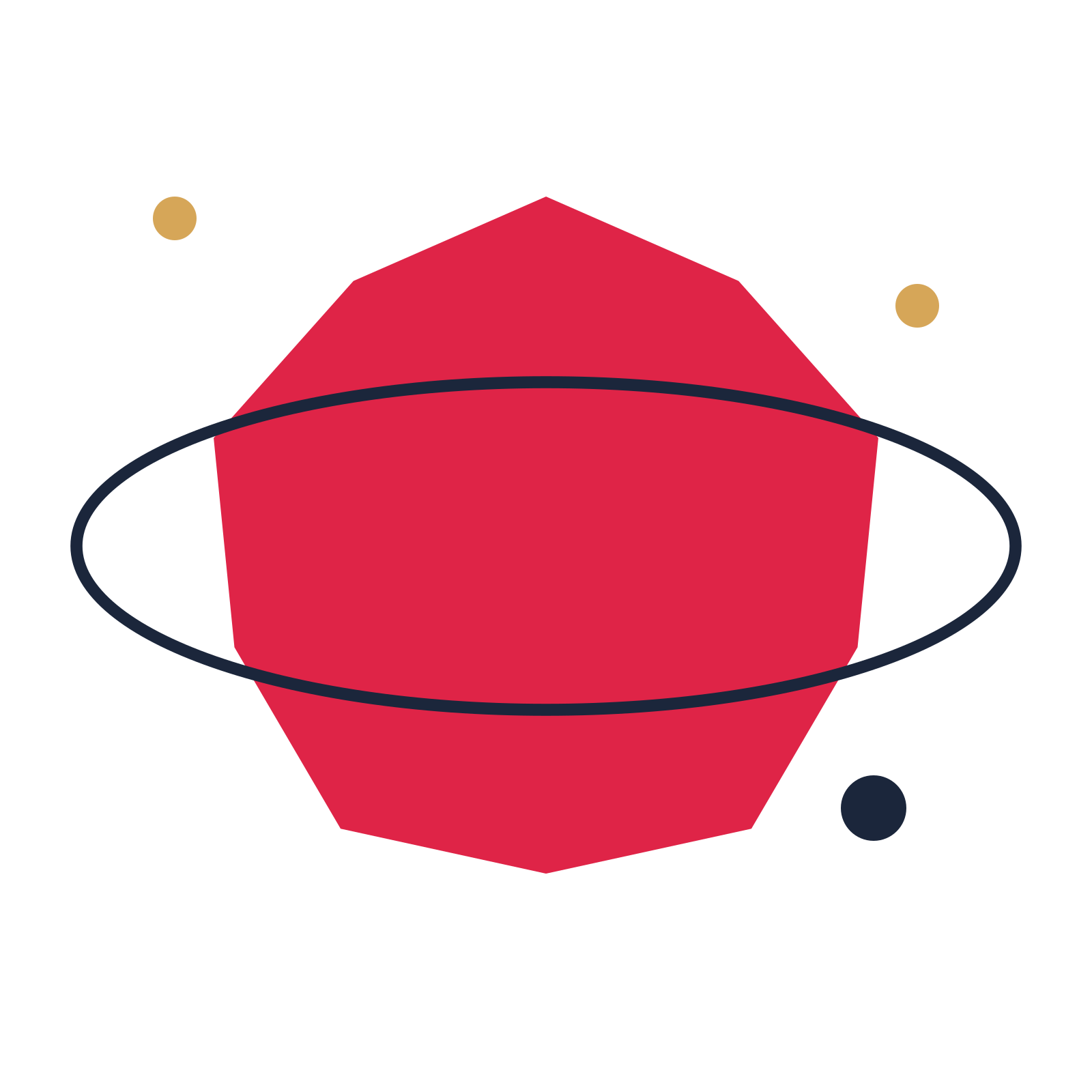 A orbit composition built around a 5-point sparkle with a subtle contour.