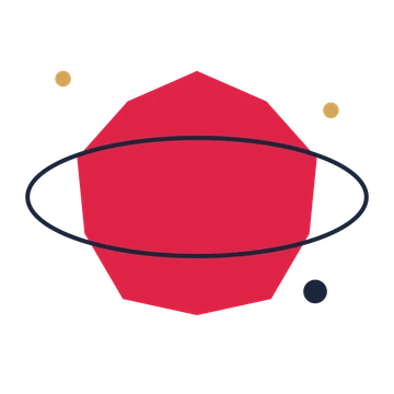 A orbit composition built around a 5-point sparkle with a subtle contour.