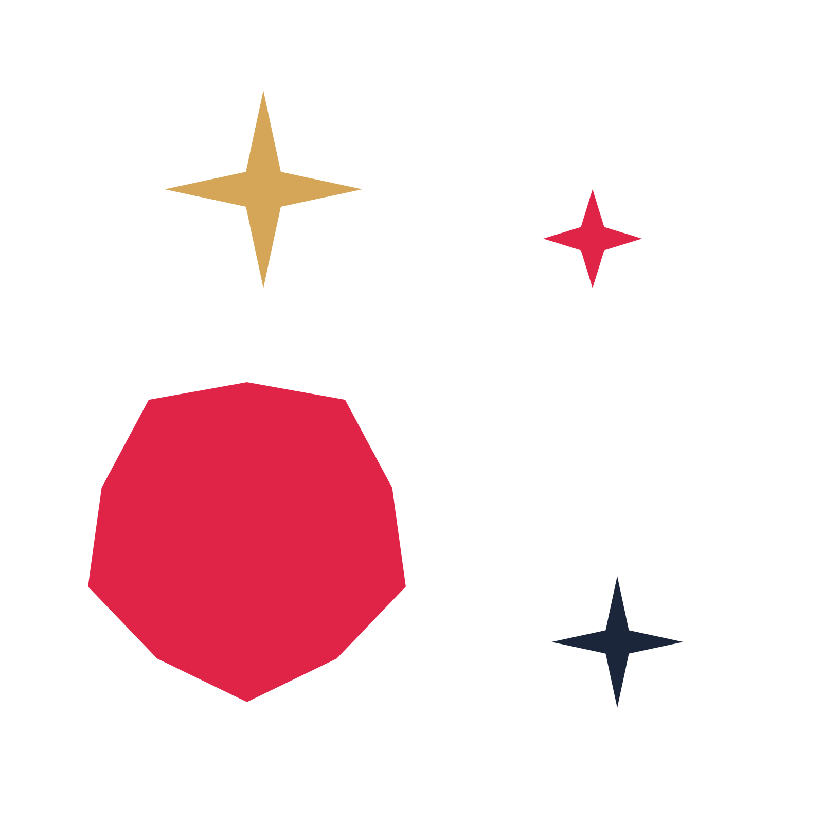 A corner composition built around a 5-point sparkle with a inverted contour.