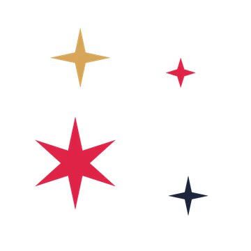 A corner composition built around a 6-point sparkle with a slender contour.