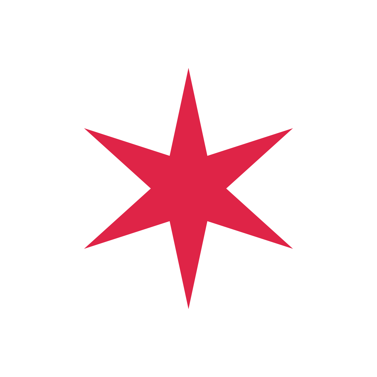 A single composition built around a 6-point sparkle with a slender contour.