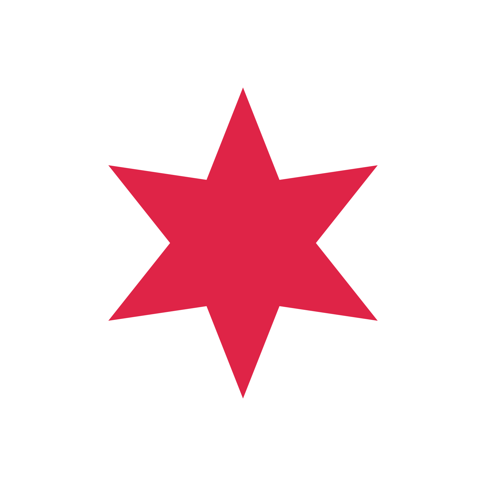 A single composition built around a 6-point sparkle with a pointed contour.