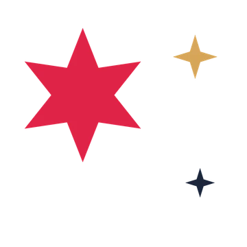 A trio composition built around a 6-point sparkle with a pointed contour.