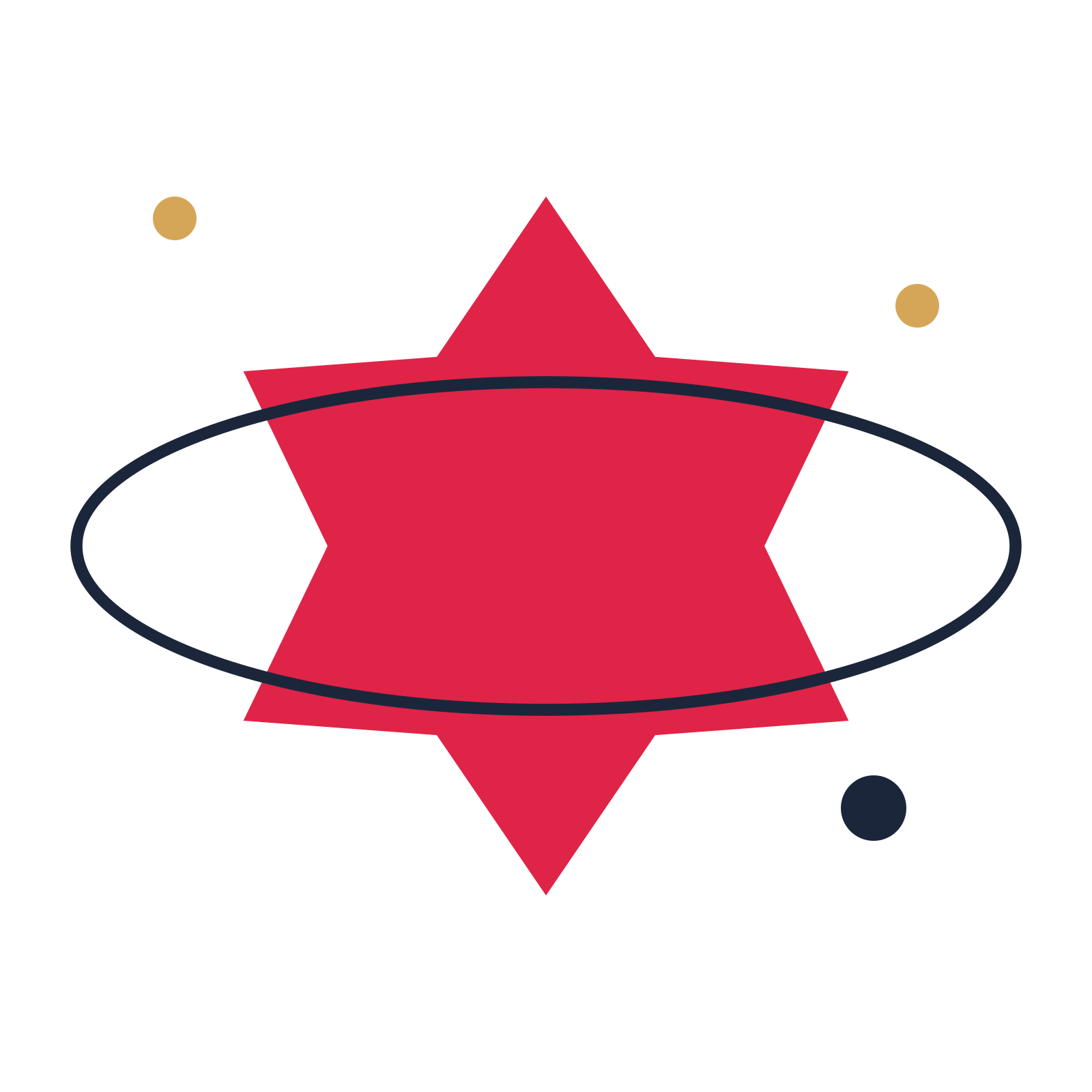 A orbit composition built around a 6-point sparkle with a balanced contour.