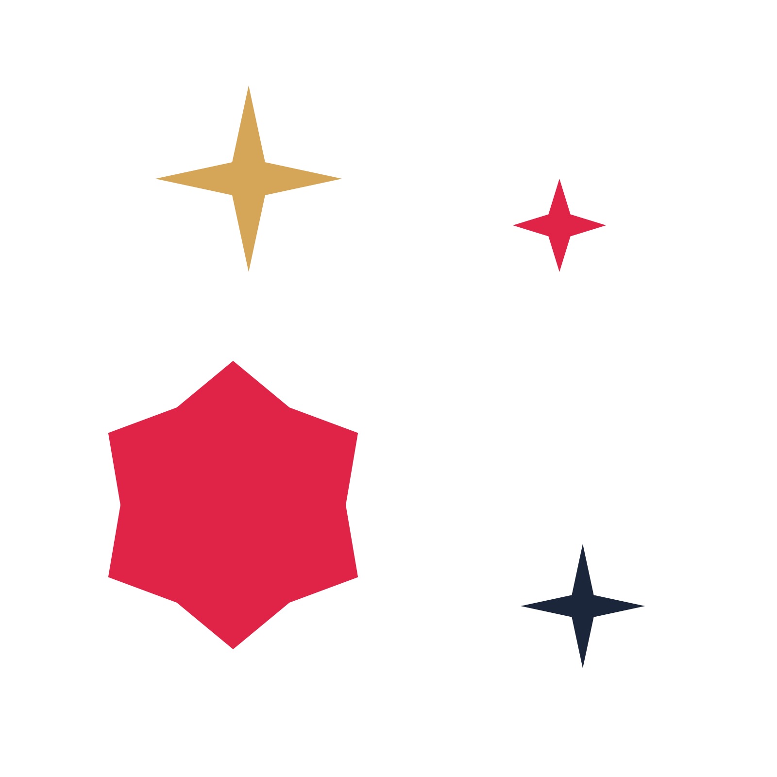 A corner composition built around a 6-point sparkle with a broad contour.