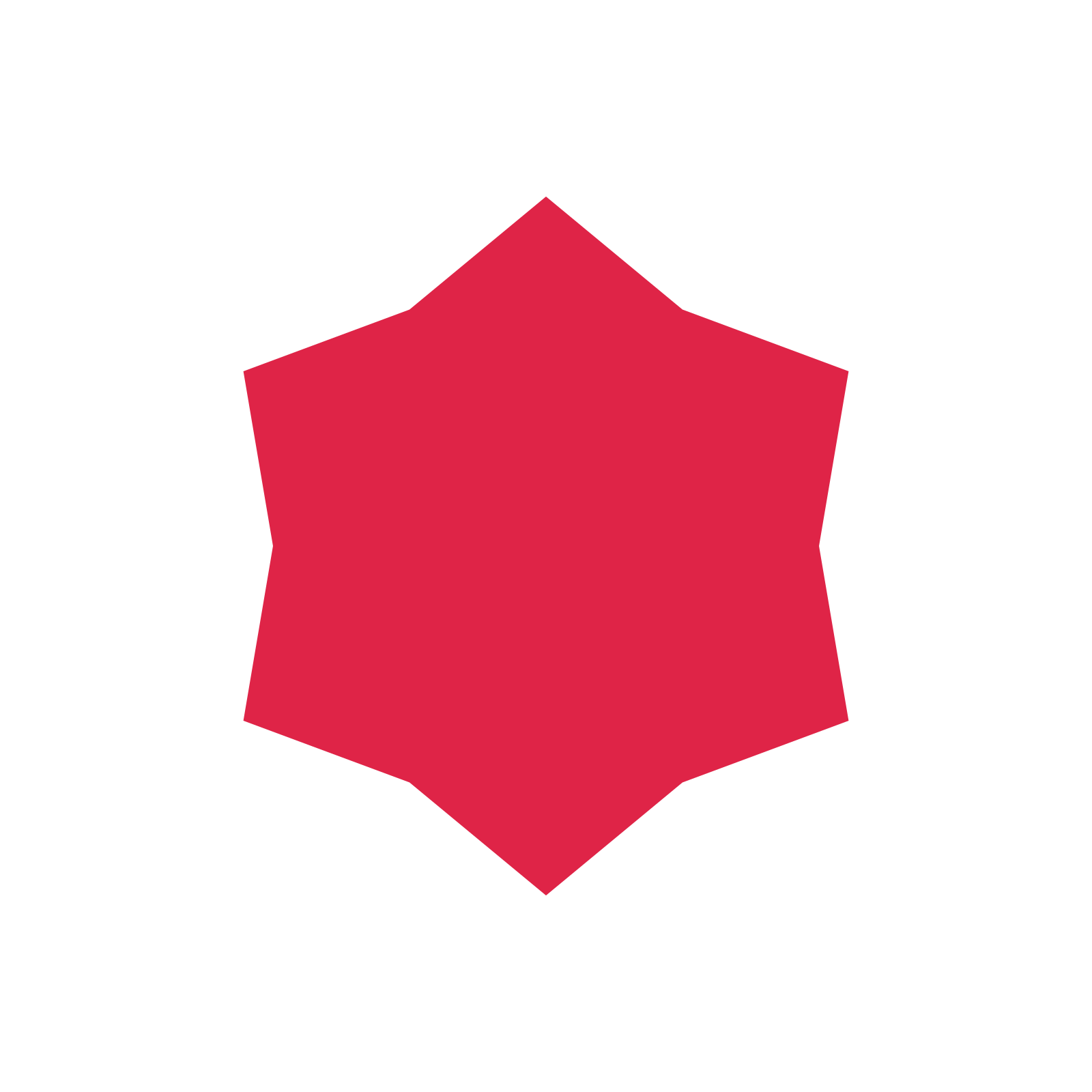 A single composition built around a 6-point sparkle with a broad contour.