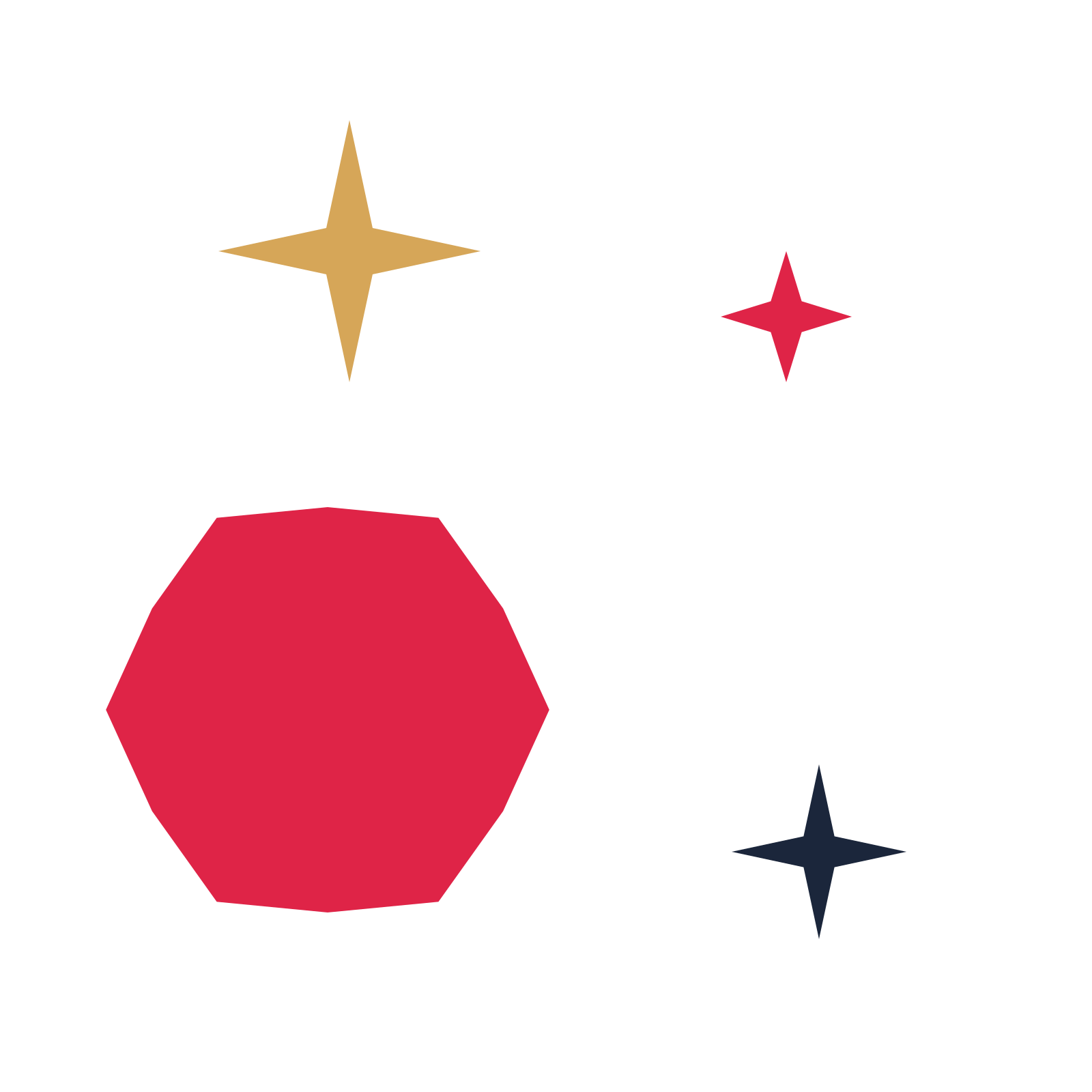 A corner composition built around a 6-point sparkle with a inverted contour.