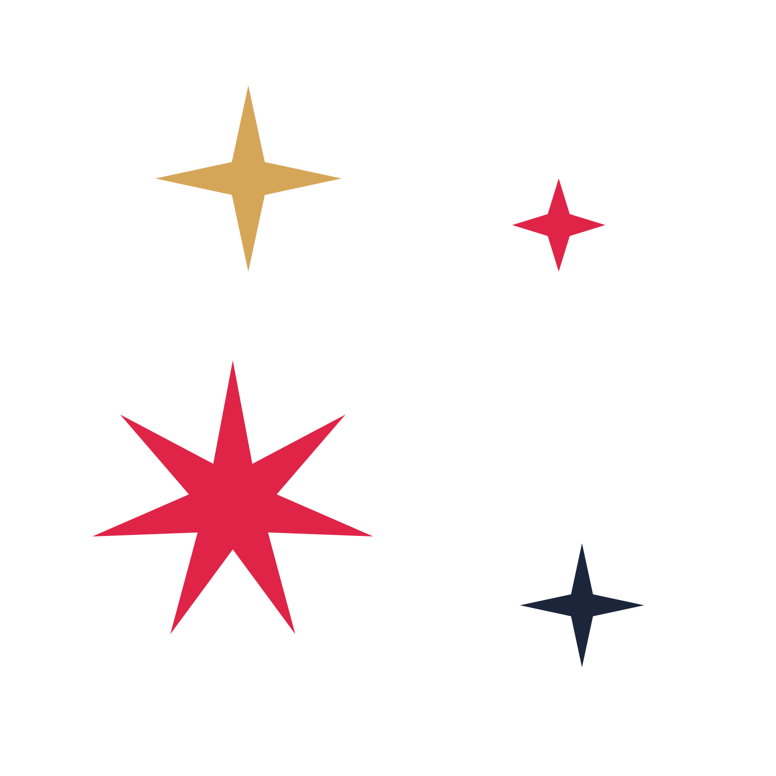 A corner composition built around a 7-point sparkle with a slender contour.