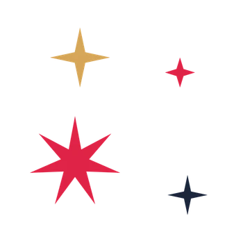 A corner composition built around a 7-point sparkle with a slender contour.