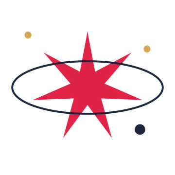 A orbit composition built around a 7-point sparkle with a slender contour.