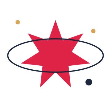 A orbit composition built around a 7-point sparkle with a pointed contour.