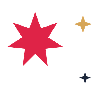 A trio composition built around a 7-point sparkle with a pointed contour.