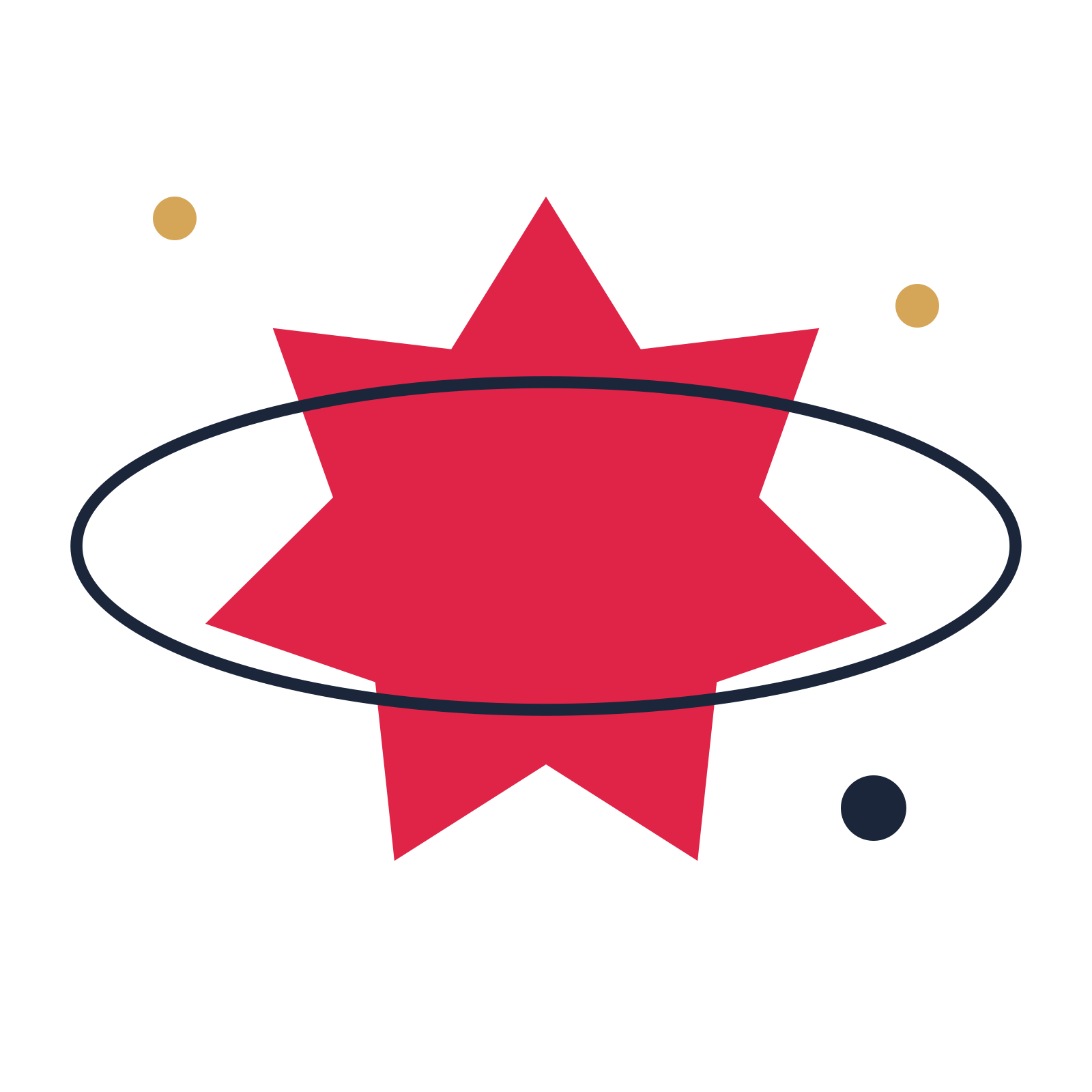 A orbit composition built around a 7-point sparkle with a balanced contour.