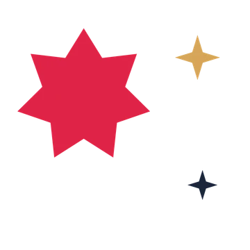 A trio composition built around a 7-point sparkle with a balanced contour.
