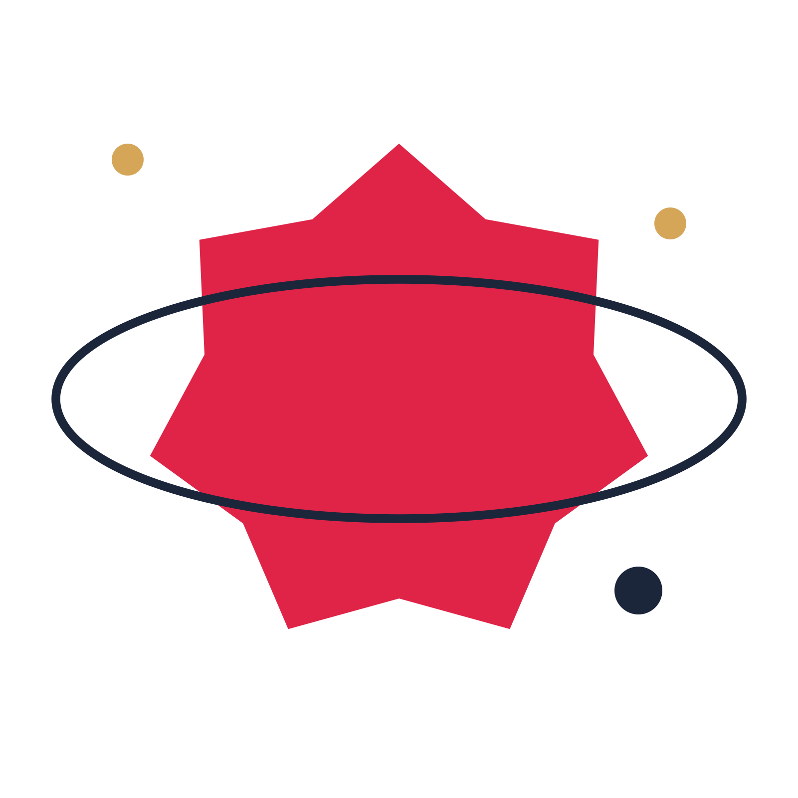 A orbit composition built around a 7-point sparkle with a broad contour.