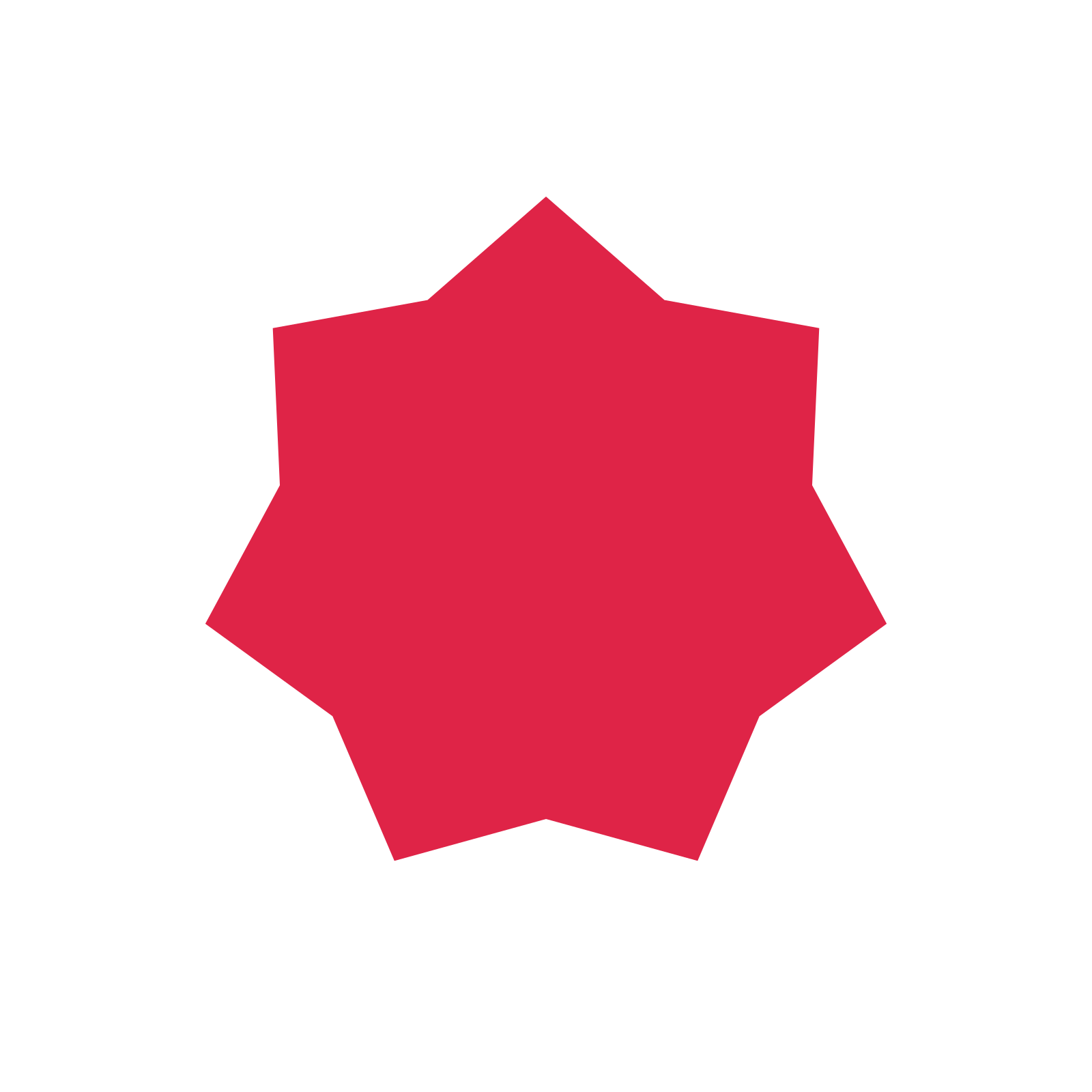 A single composition built around a 7-point sparkle with a broad contour.