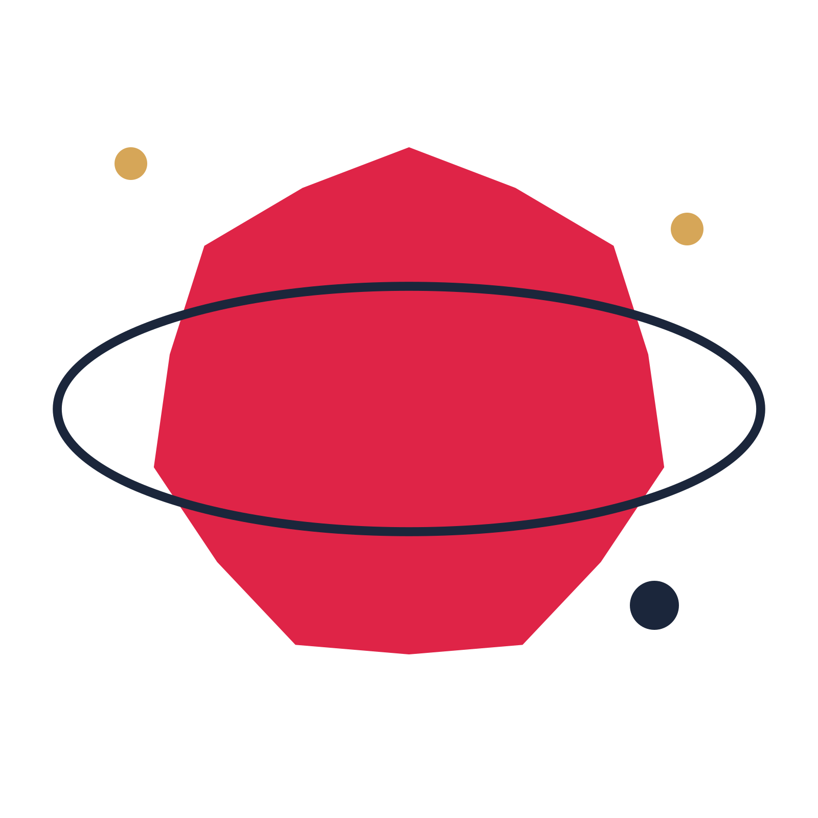 A orbit composition built around a 7-point sparkle with a subtle contour.
