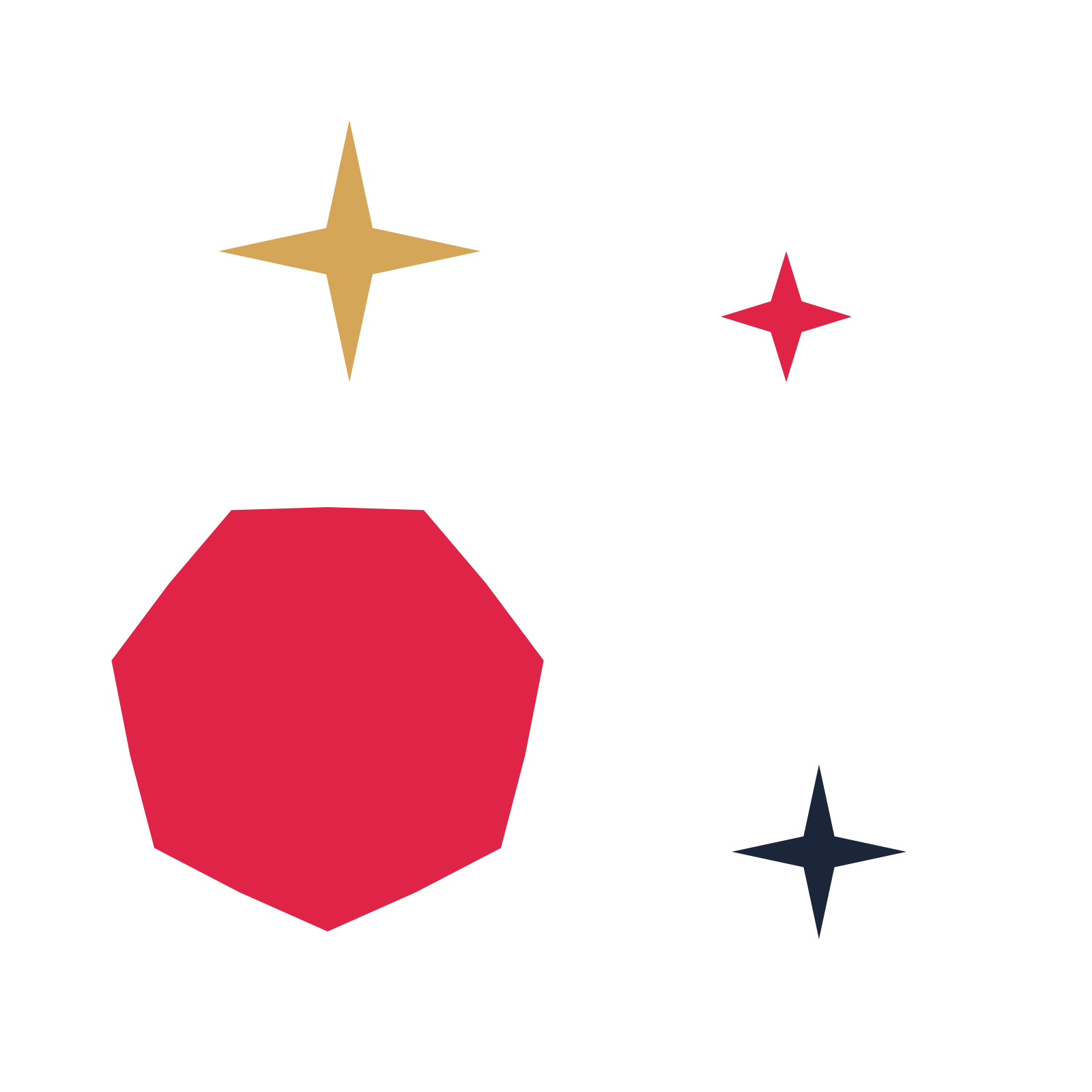 A corner composition built around a 7-point sparkle with a inverted contour.