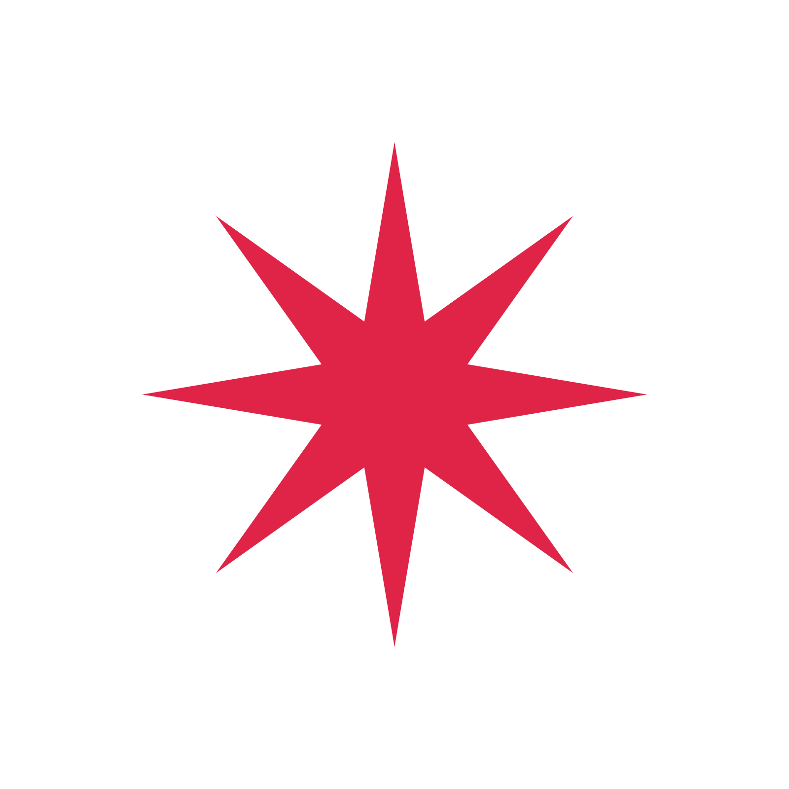 A single composition built around a 8-point sparkle with a slender contour.