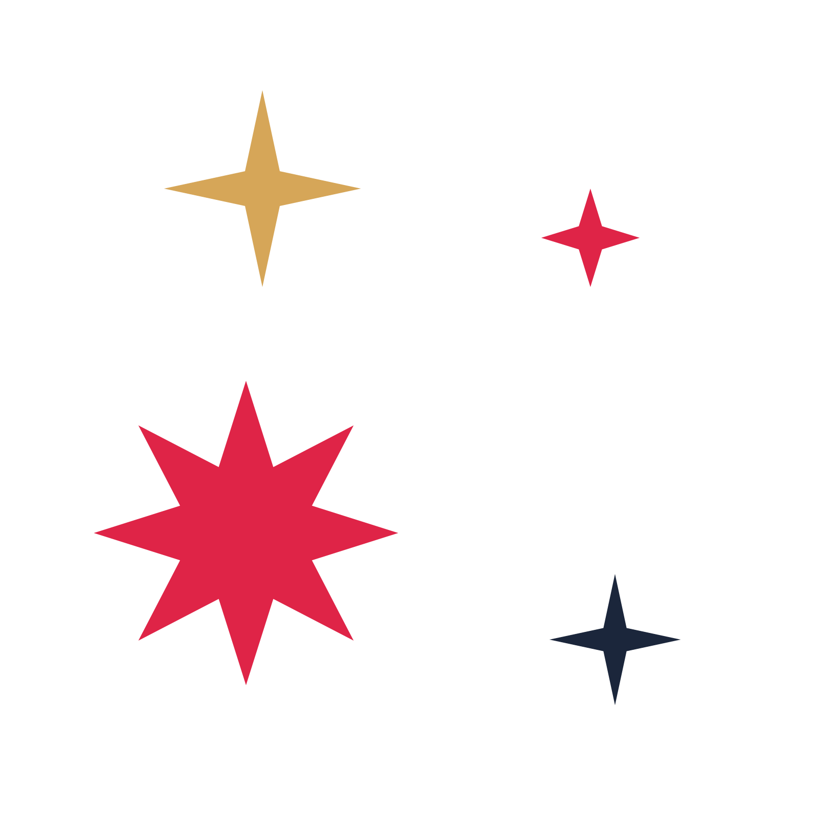 A corner composition built around a 8-point sparkle with a pointed contour.