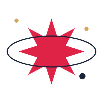A orbit composition built around a 8-point sparkle with a pointed contour.
