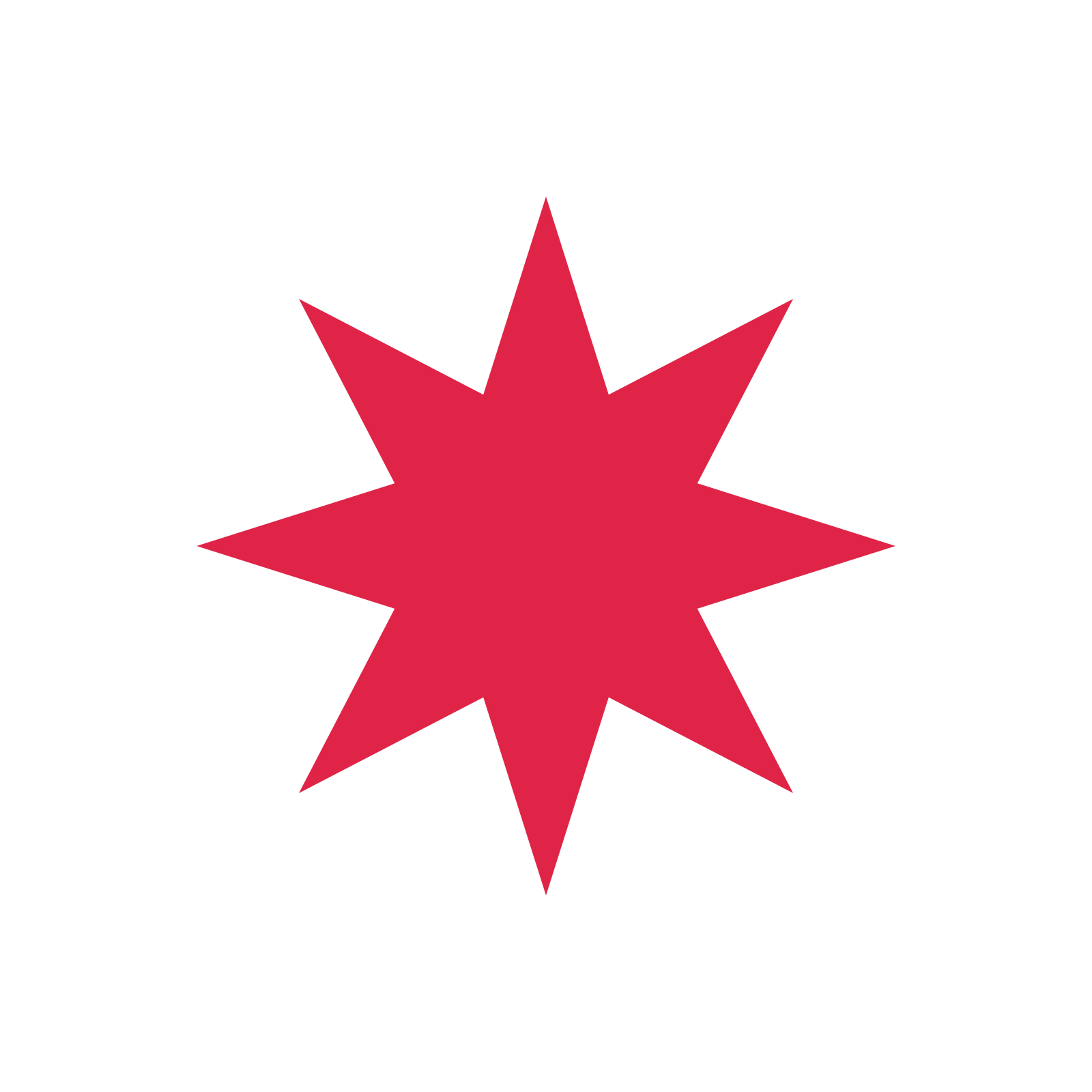A single composition built around a 8-point sparkle with a pointed contour.