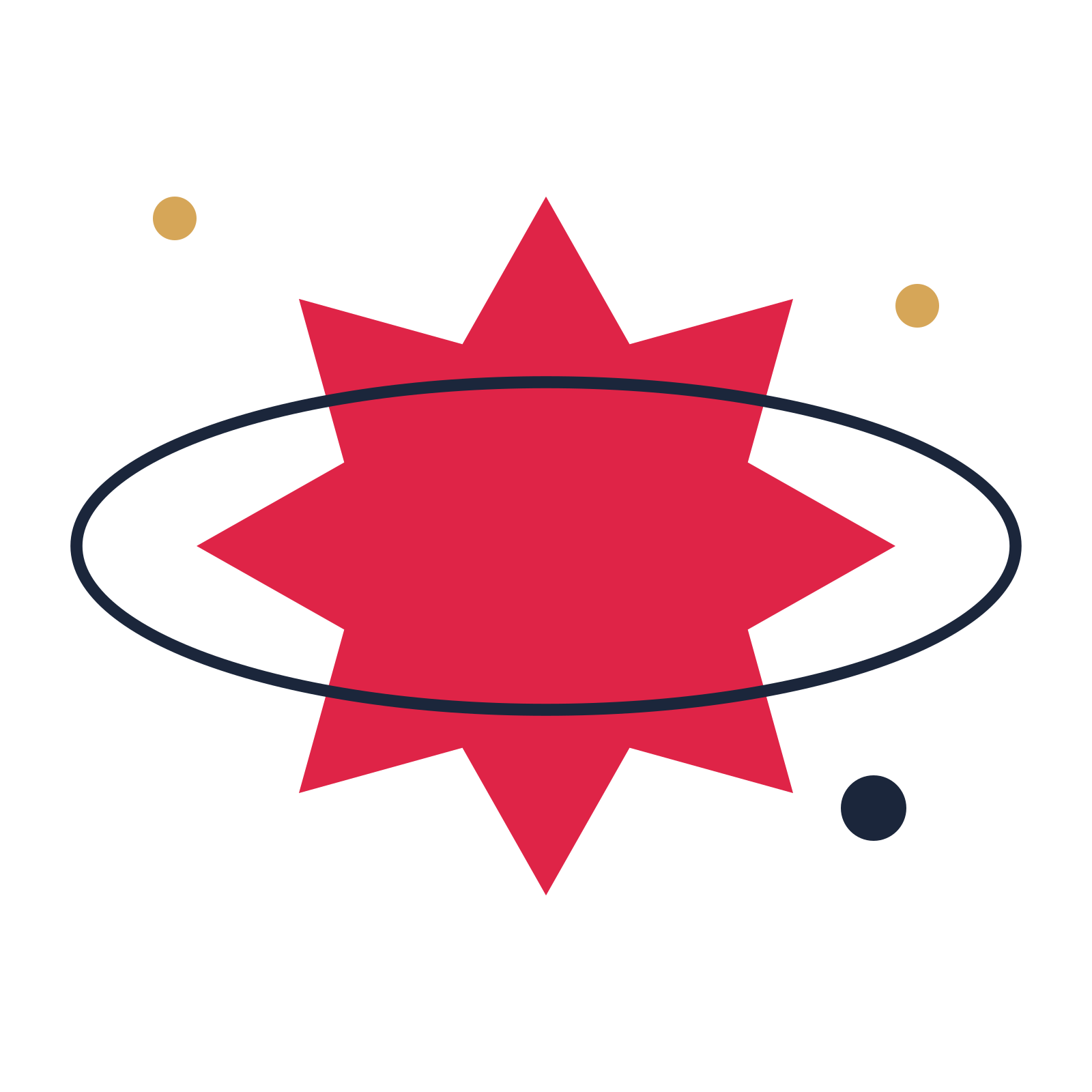 A orbit composition built around a 8-point sparkle with a balanced contour.