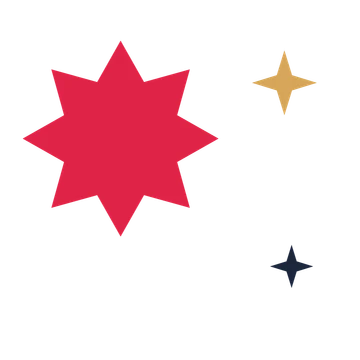 A trio composition built around a 8-point sparkle with a balanced contour.