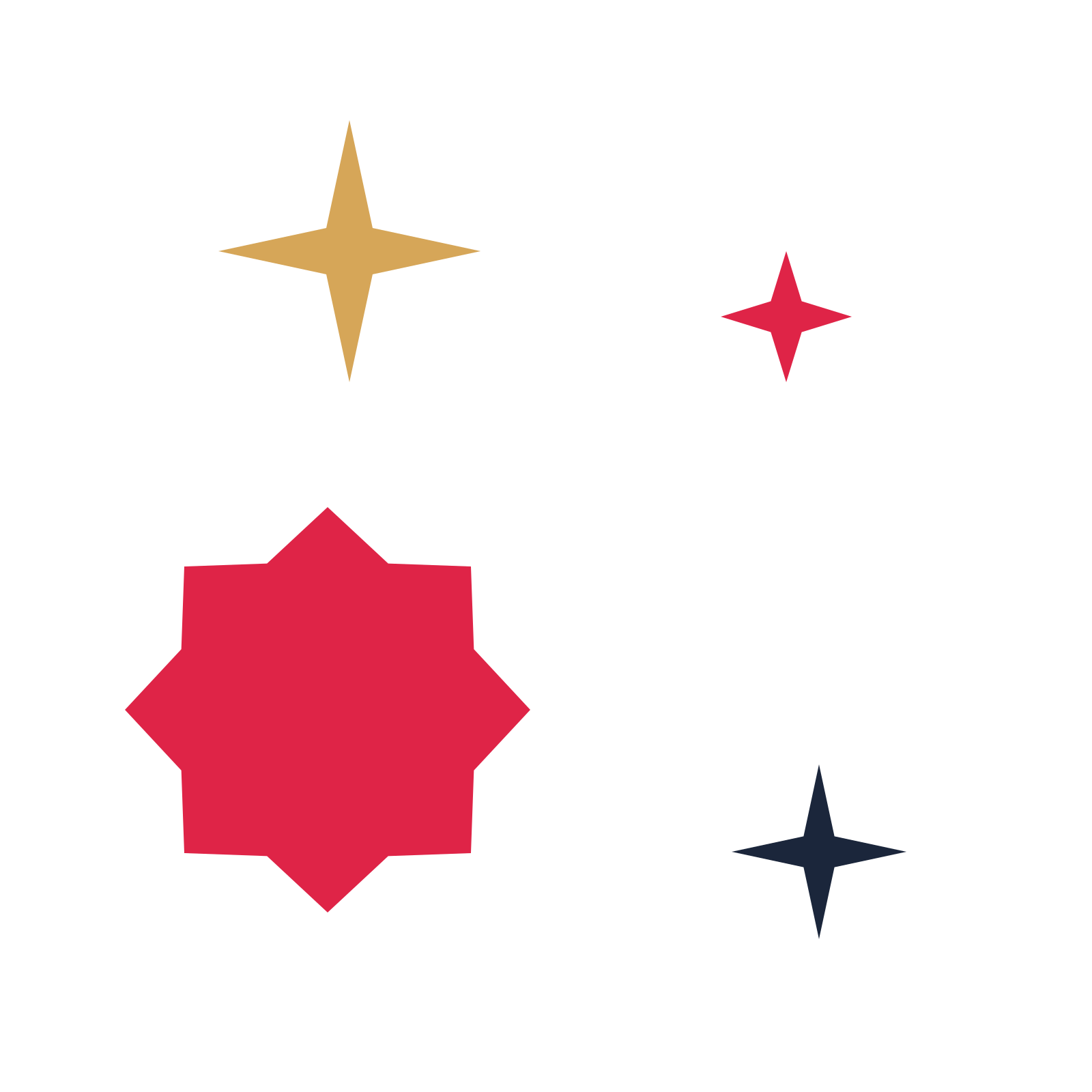 A corner composition built around a 8-point sparkle with a broad contour.