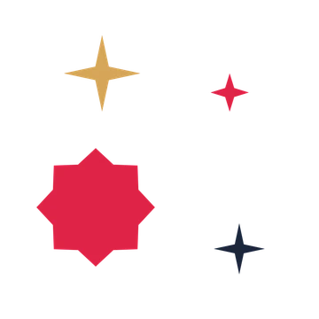A corner composition built around a 8-point sparkle with a broad contour.