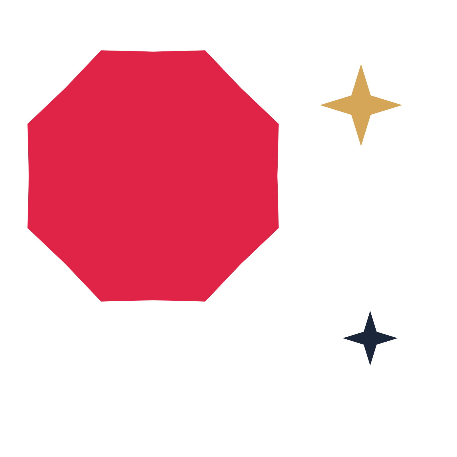 A trio composition built around a 8-point sparkle with a inverted contour.