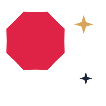A trio composition built around a 8-point sparkle with a inverted contour.