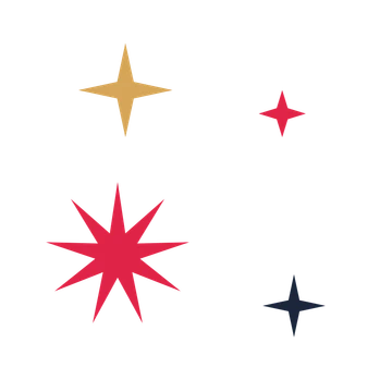 A corner composition built around a 9-point sparkle with a slender contour.