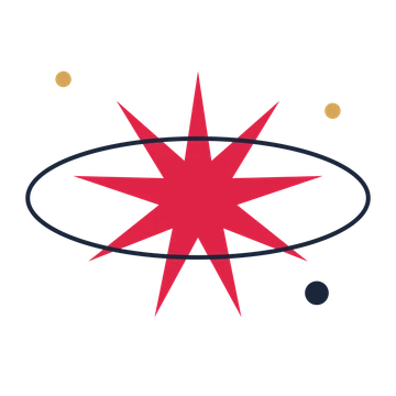 A orbit composition built around a 9-point sparkle with a slender contour.