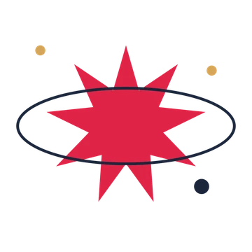 A orbit composition built around a 9-point sparkle with a pointed contour.