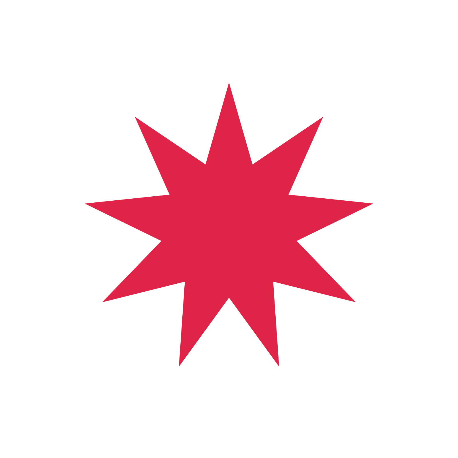 A single composition built around a 9-point sparkle with a pointed contour.