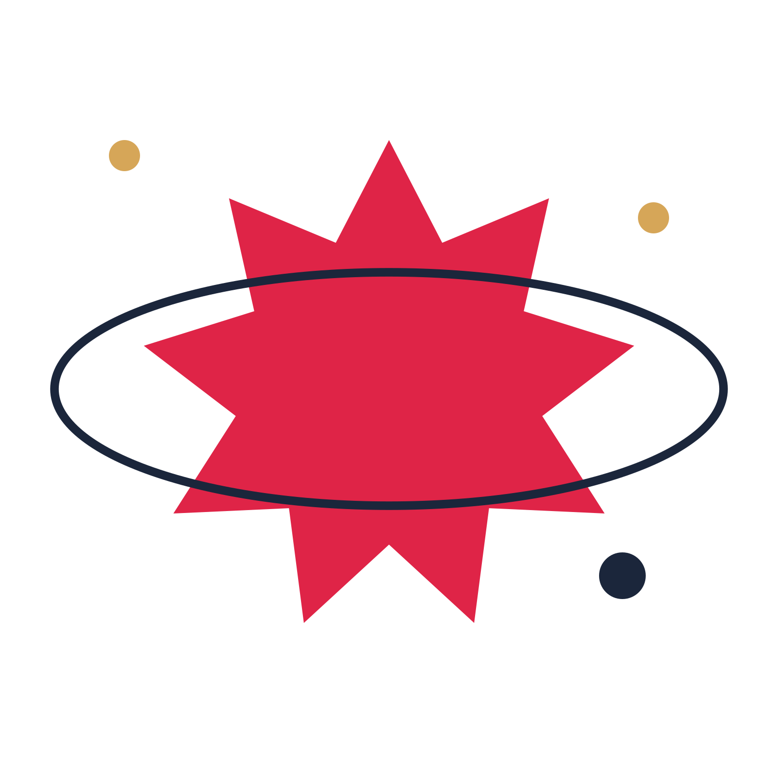 A orbit composition built around a 9-point sparkle with a balanced contour.