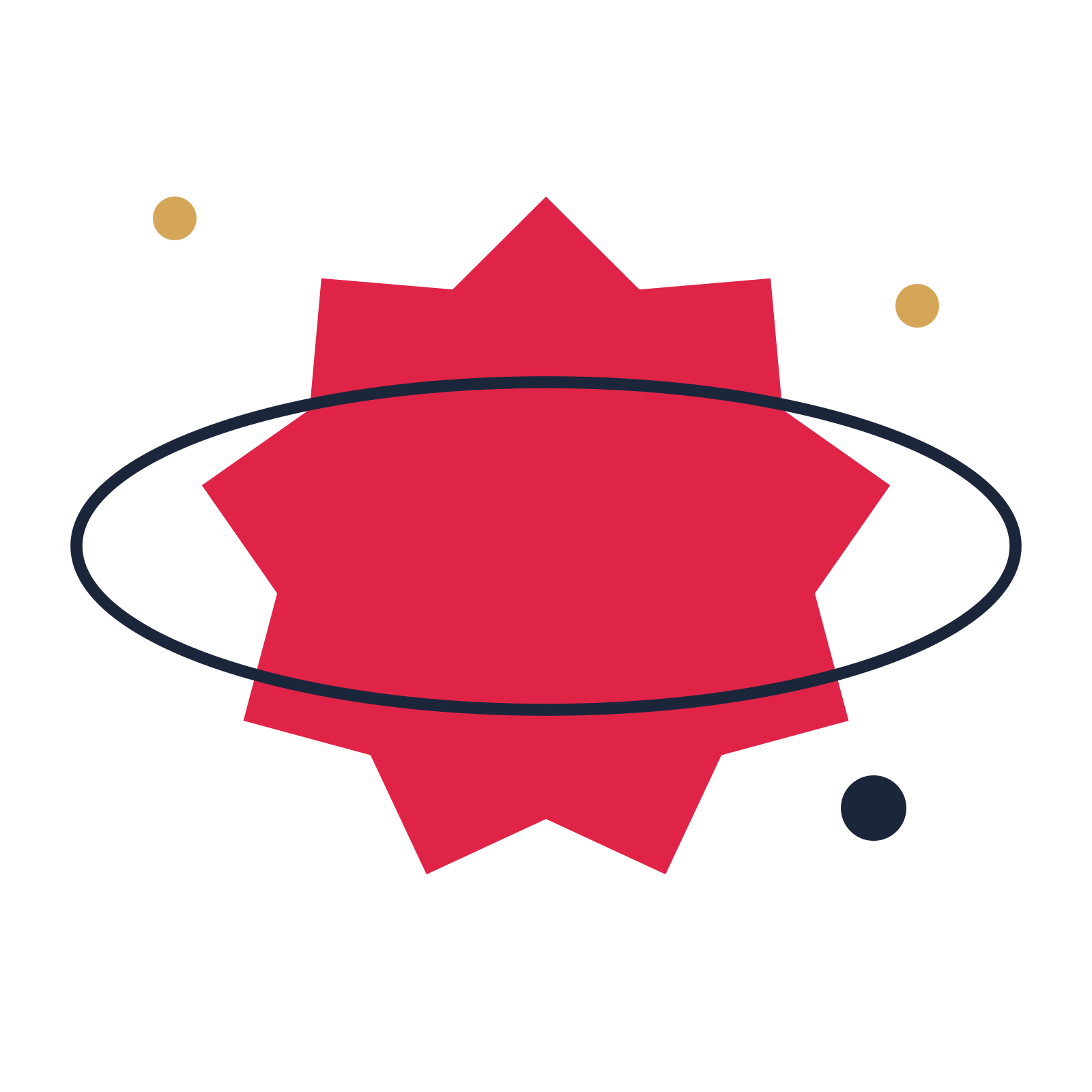 A orbit composition built around a 9-point sparkle with a broad contour.