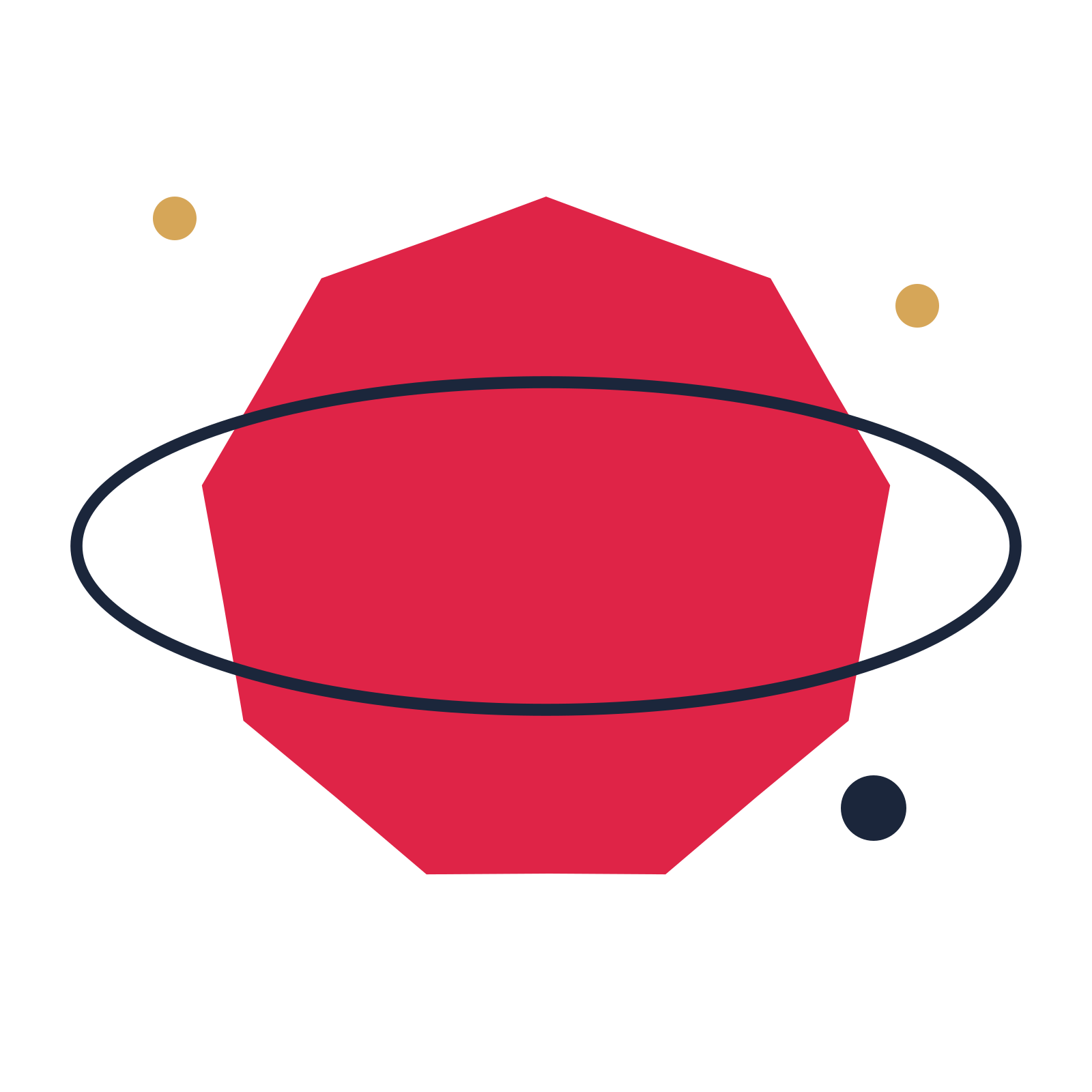 A orbit composition built around a 9-point sparkle with a subtle contour.