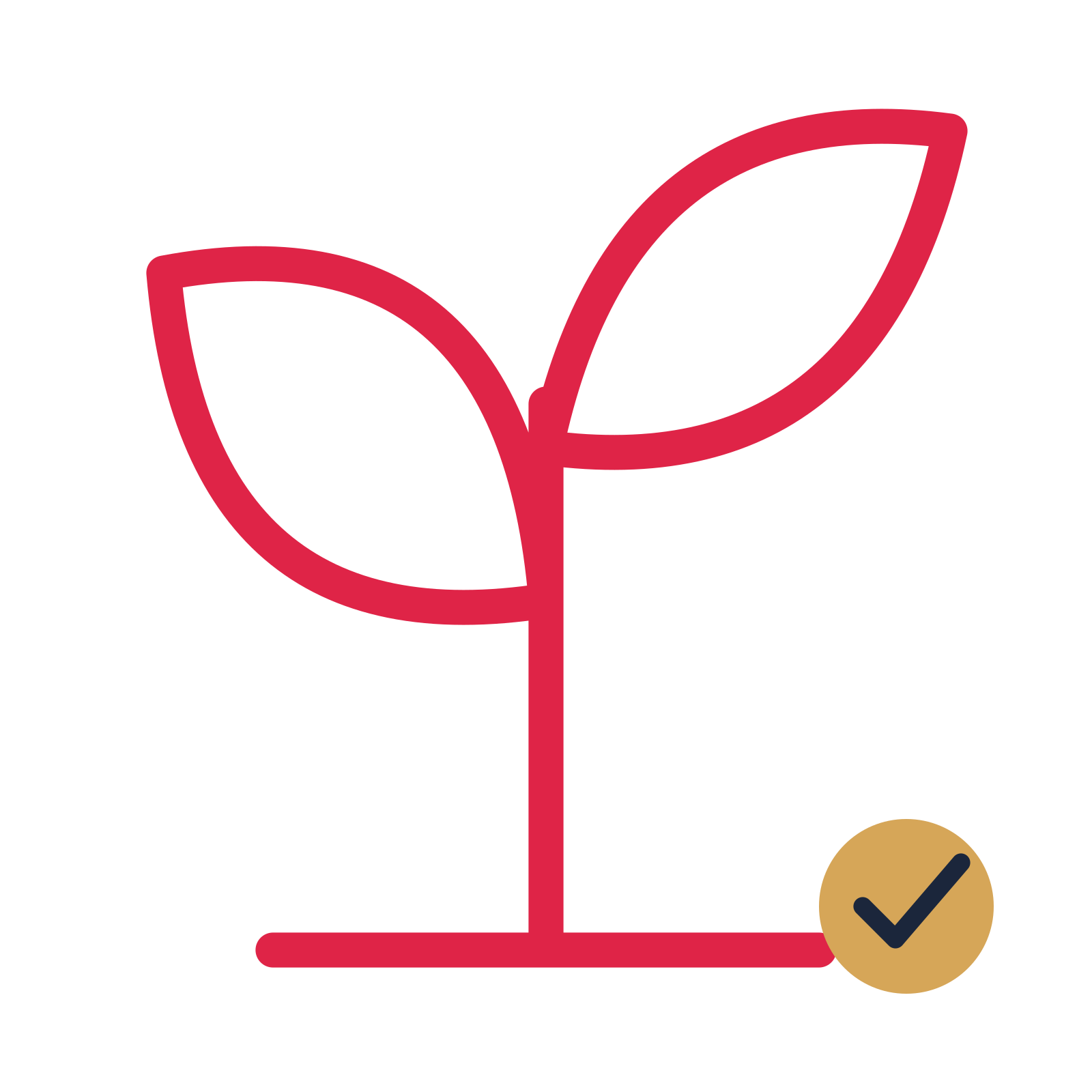 Young sprout drawn as an accent icon with clean rounded lines.