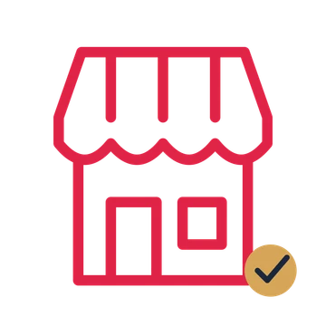 Small shop storefront drawn as a accent icon with clean rounded lines.