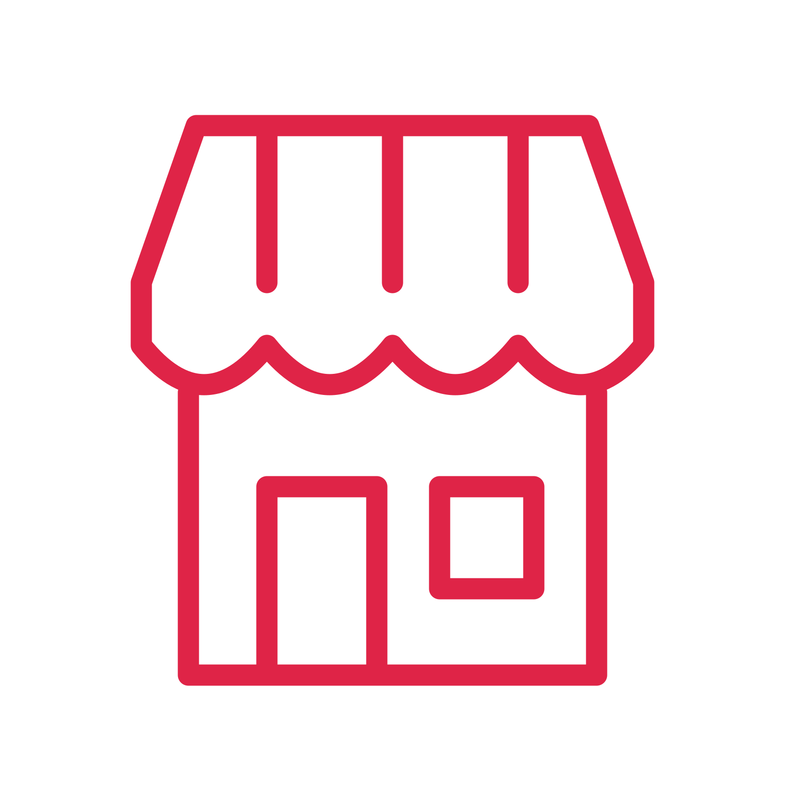 Small shop storefront drawn as an outline icon with clean rounded lines.