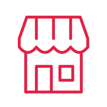 Small shop storefront drawn as a outline icon with clean rounded lines.