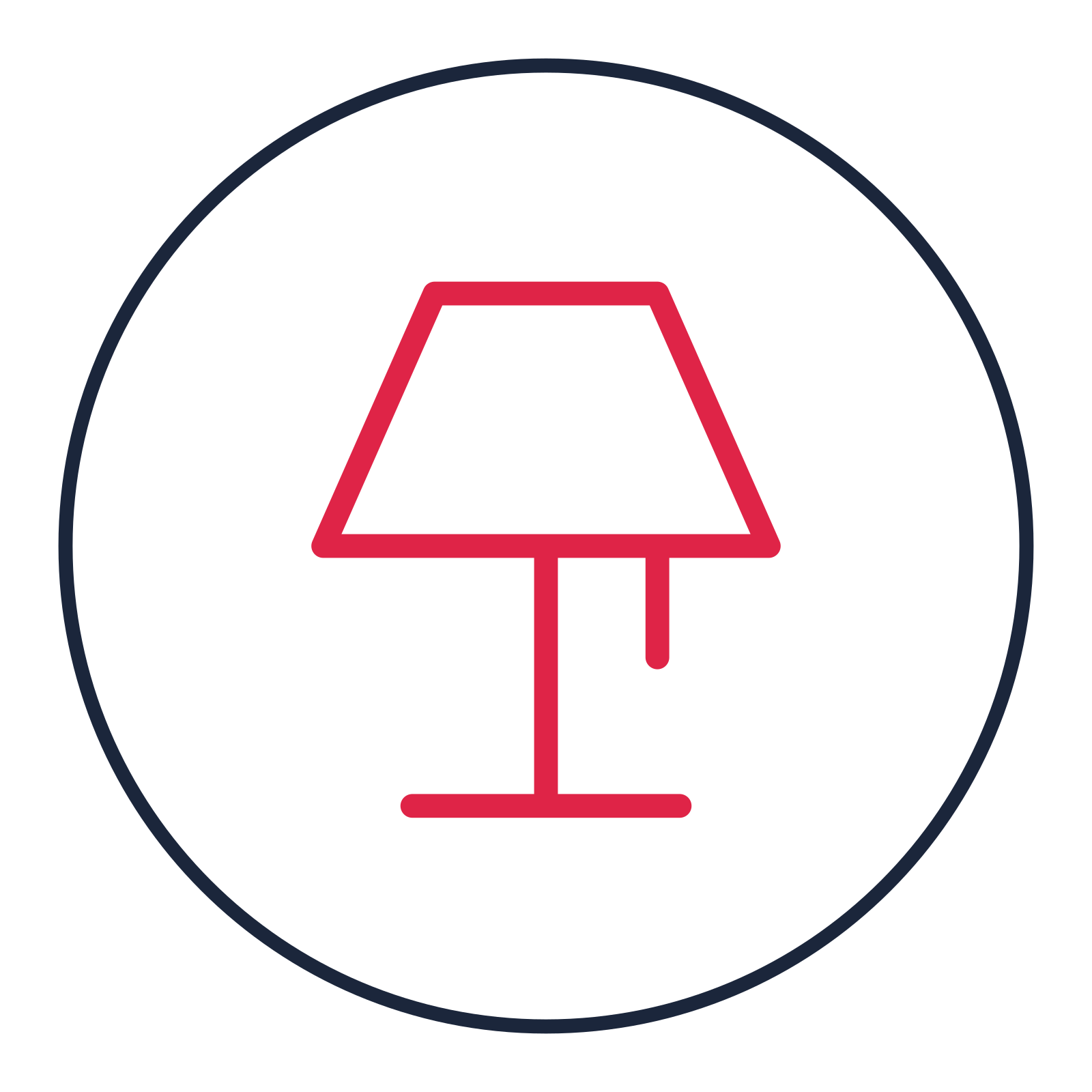 Table lamp drawn as a medallion icon with clean rounded lines.