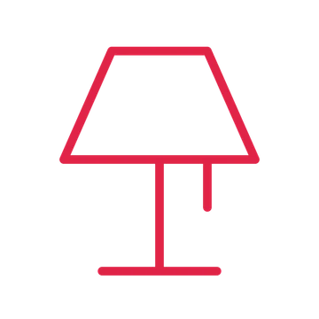 Table lamp drawn as an outline icon with clean rounded lines.